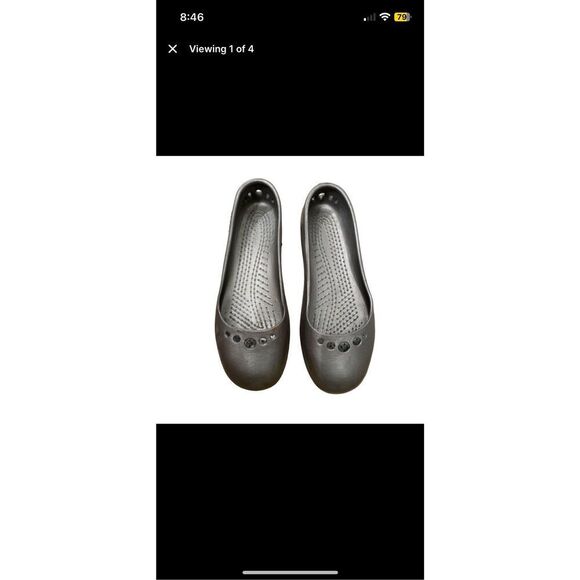 Crocs Womens Ballet Flats 6 Silver Slip On Lightweight Comfortable Casual Shoe - Picture 5 of 5